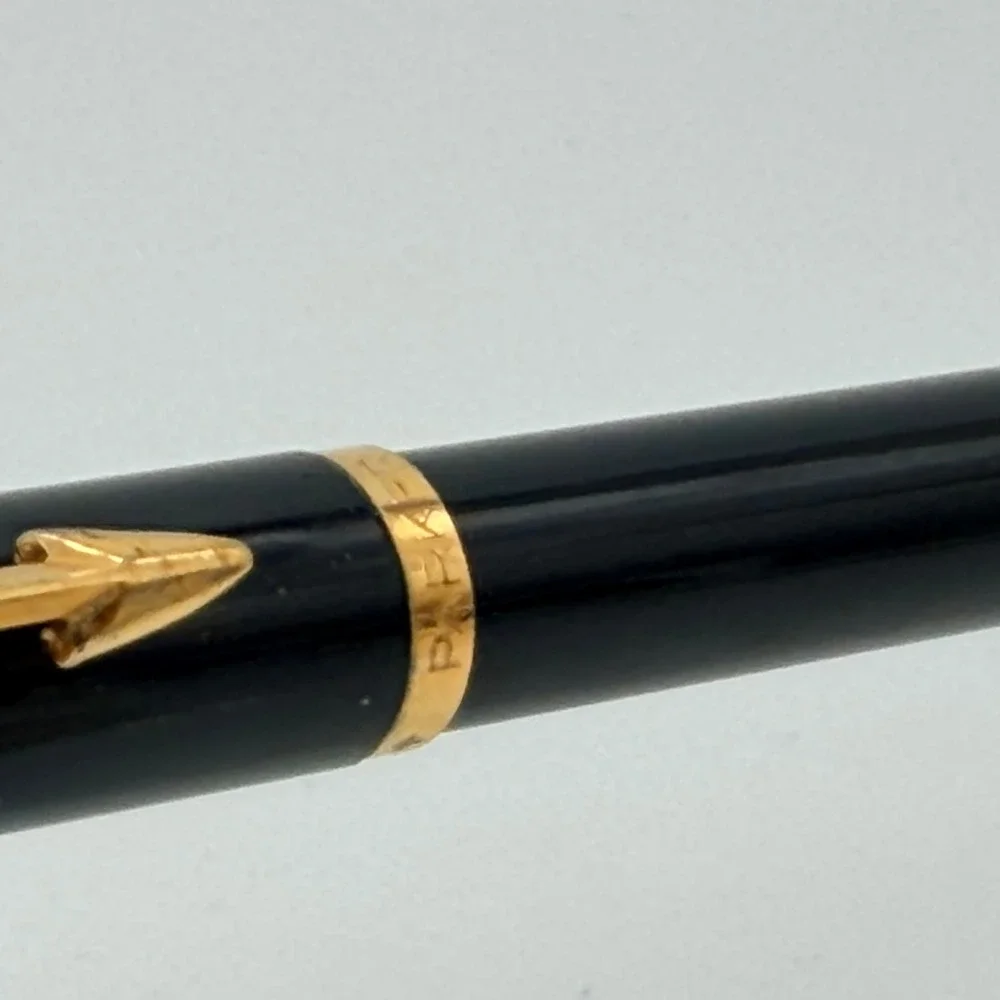Parker Insignia Ballpoint Pen Slim Black Gold Trim Twist Executive Writing